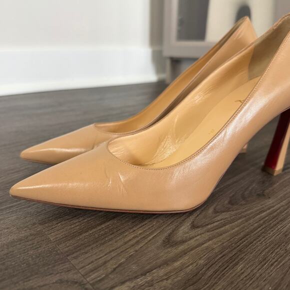 Christian Louboutin Condora 85 mm Nude Leather Pumps 39 Tan Heels with Box - Picture 4 of 8